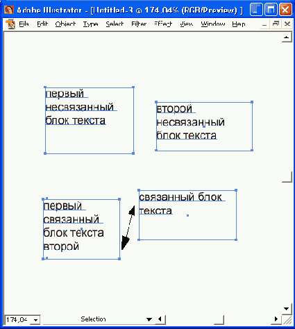 Связывание текстовых рамок